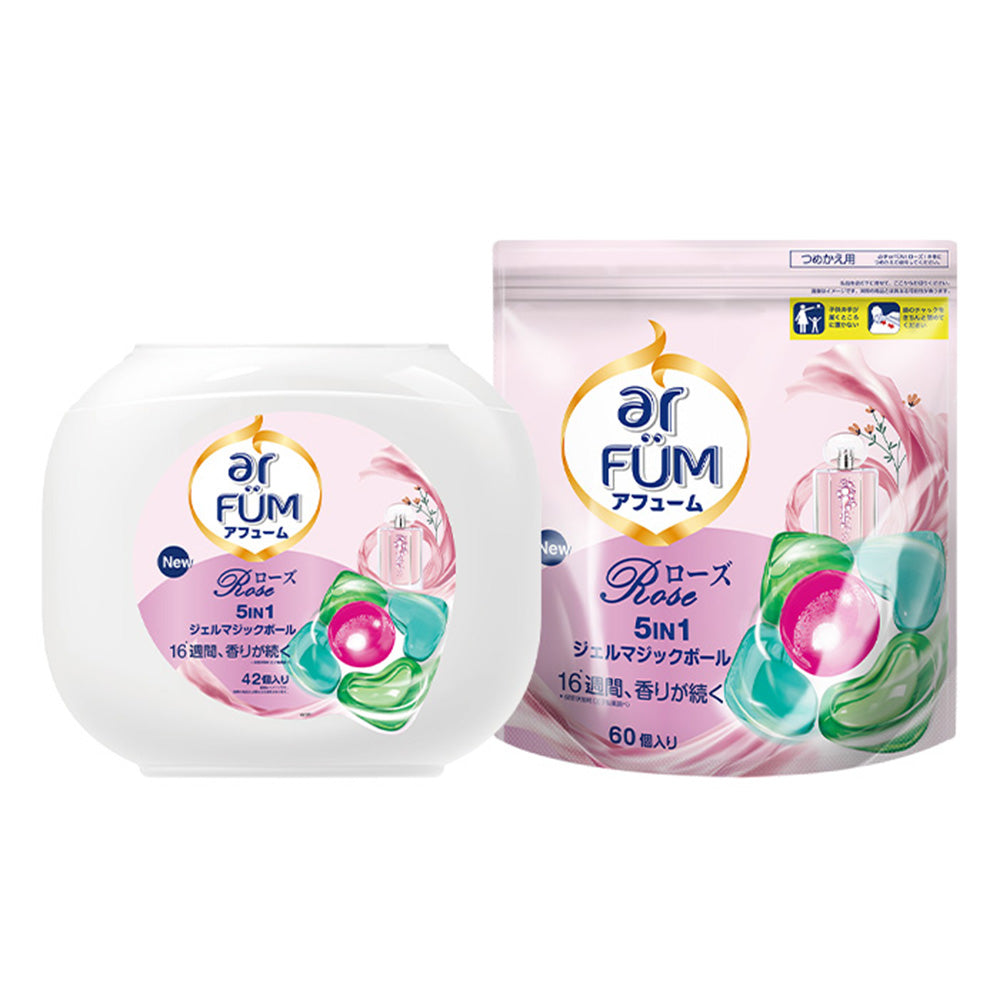 新パッケージ【102粒】arFUM Rose ローズとピーチの香り 5in1 ジェル マジック ボール 本体+詰め替えセット