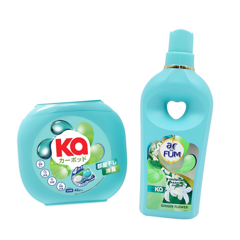 【セット】カーポッド 部屋干しEX 42粒 本体+Touch of Ka 1000ml 本体(柔軟剤)