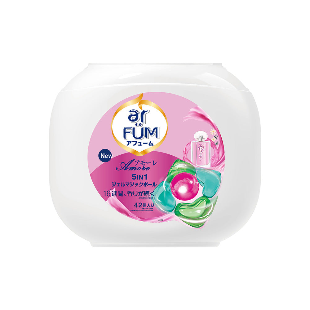 アフューム (arFUM) 香りプレミアム セット!ジェルマジックボール アモーレ42粒本体 +リリー 20粒+エターナル 20粒 +ローズ20粒+ブラックレーベル柔軟剤 ラブリーブリス+ファブリックスプレー ハピネス+香りビーズ ピンクラブ + エコバック+ 洗濯ネット