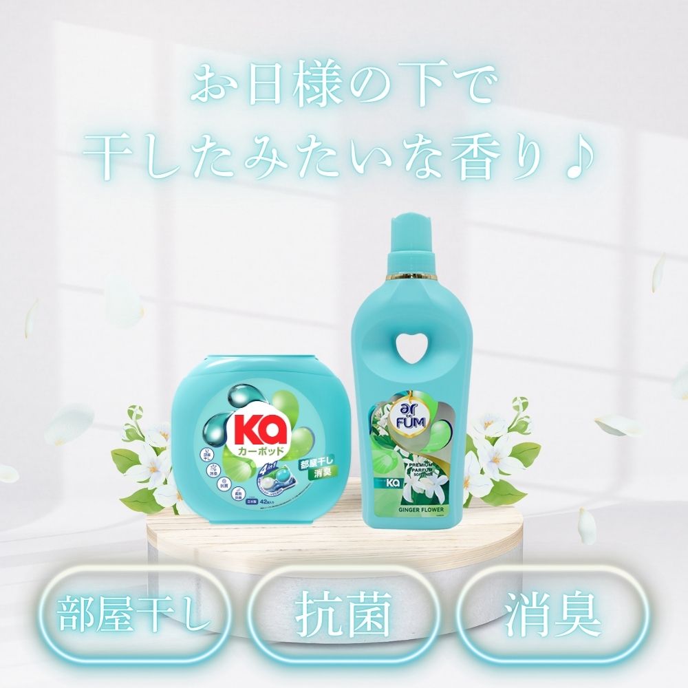 【セット】カーポッド 部屋干しEX 42粒 本体+Touch of Ka 1000ml 本体(柔軟剤)