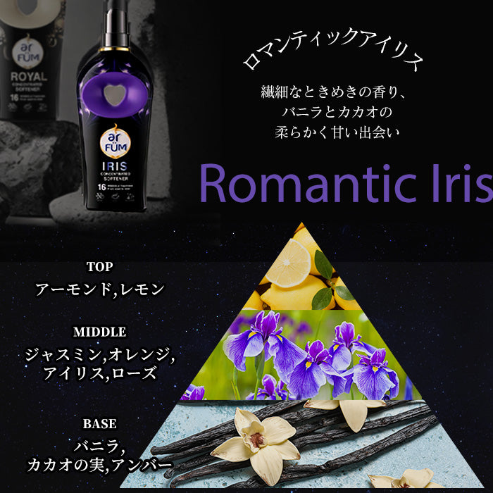 【900ml×2】アフューム(arFUM) 柔軟剤 ブラックレーベル (Black Label) ロマンティック アイリス (IRIS) バニラ&カカオの優しい香り本体