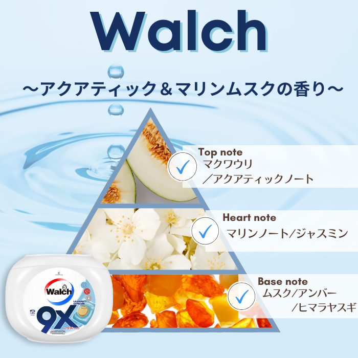 【セット】Walch(ウォルシュ) 32粒 本体+Touch of Ka ジンジャーフラワー 柔軟剤(タッチ オブ カー ジンジャーフラワー) 1000ml 本体