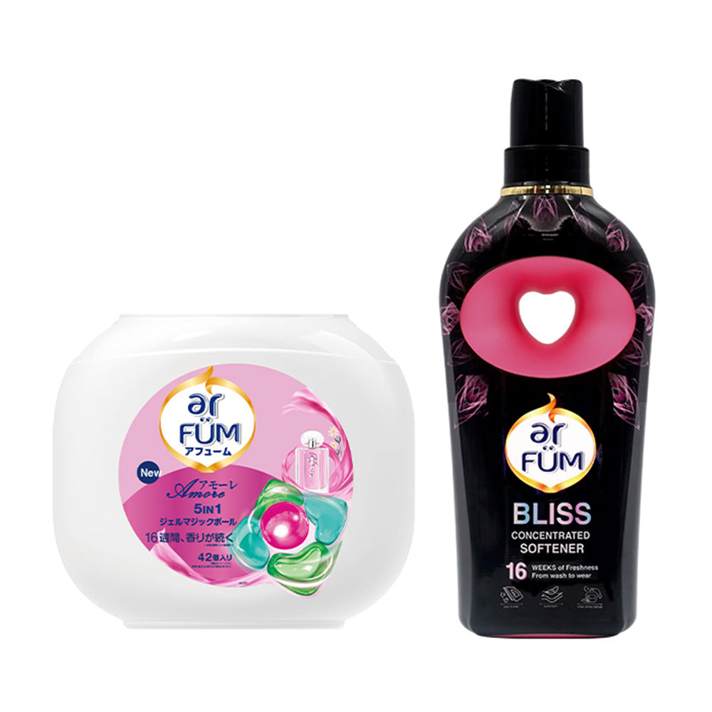 【セット】arFUM amore(アフューム アモーレ) 42粒 本体＋Black label Bliss 柔軟剤(ブラックレーベル ラブリーブリス) 900ml 本体