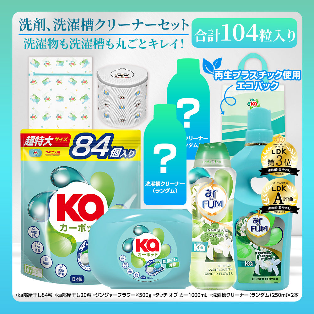 【期間限定】カーポッド＆ウォルシュ 洗濯洗剤・洗濯槽クリーナーセット+柔軟剤 ジンジャーフラワー