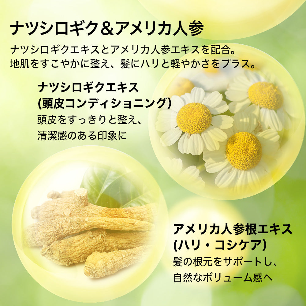 【シャンプー】Naシャンプー モイスチャー＆シャイン ナツシロギク＆アメリカ人参 ベルガモットとカモミールの香り 550ml