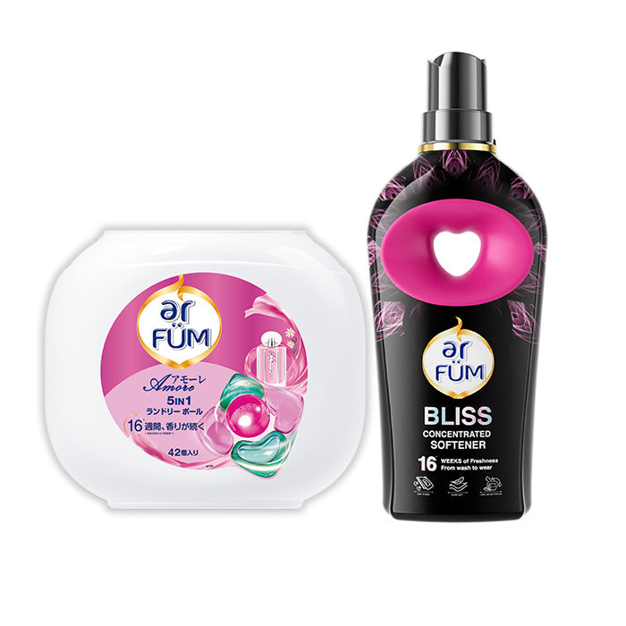 【セット】arFUM amore(アフューム アモーレ) 42粒 本体＋Black label Bliss 柔軟剤(ブラックレーベル ラブリーブリス) 900ml 本体