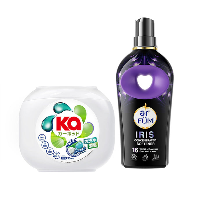 【セット】Kapod(カーポッド) 36粒 本体＋Black label Iris 柔軟剤(ブラックレーベル ロマンティックアイリス) 900ml 本体