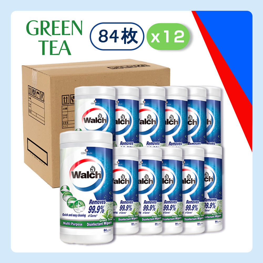 除菌ウェットシート Walch(ウォルシュ) グリーンティー(Green Tea) 12本セット