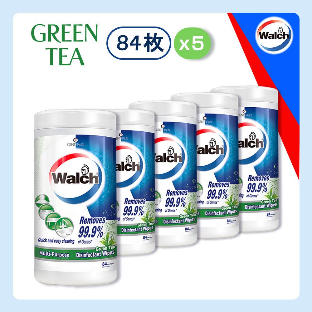 除菌ウェットシート Walch(ウォルシュ) グリーンティー(Green Tea) 5本セット