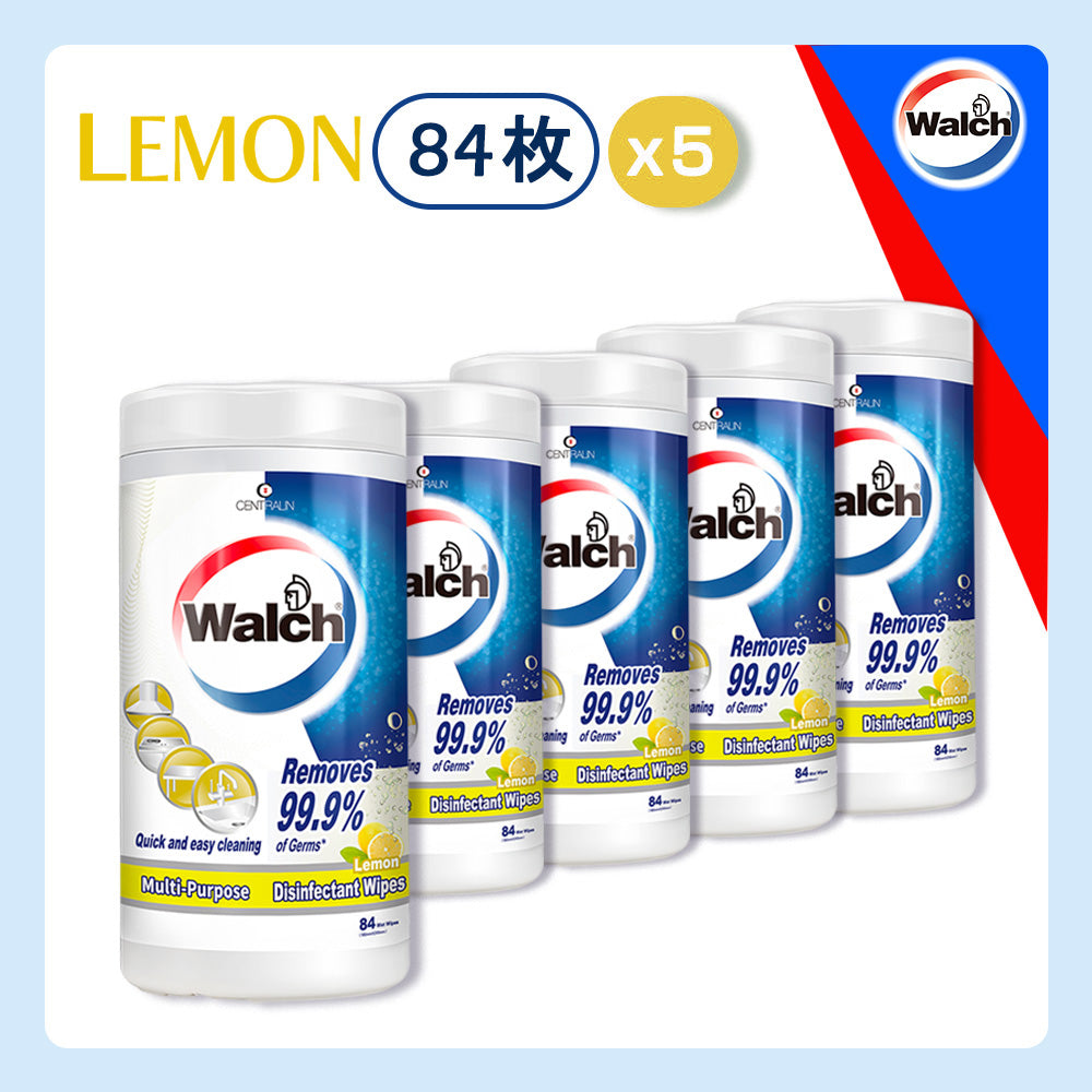 除菌ウェットシート Walch(ウォルシュ) レモン(Lemon) 5本セット