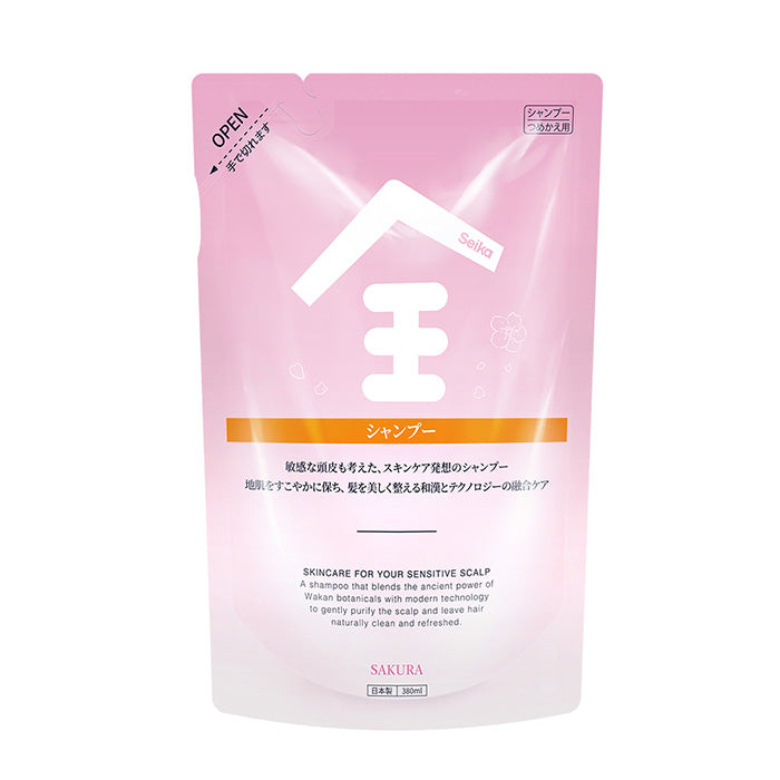 【380ml】Seika全 シャンプー SAKURA つめかえ Seika Pore Care Shampoo  ノンシリコン アミノ酸系洗浄成分 ナイアンシンアミド スカルプケア (セイカゼン ZEN)